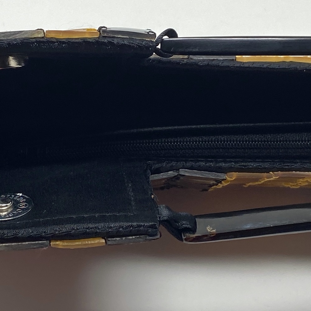 Rectangular Handbag With Brown Tan Shell Squares - image 8